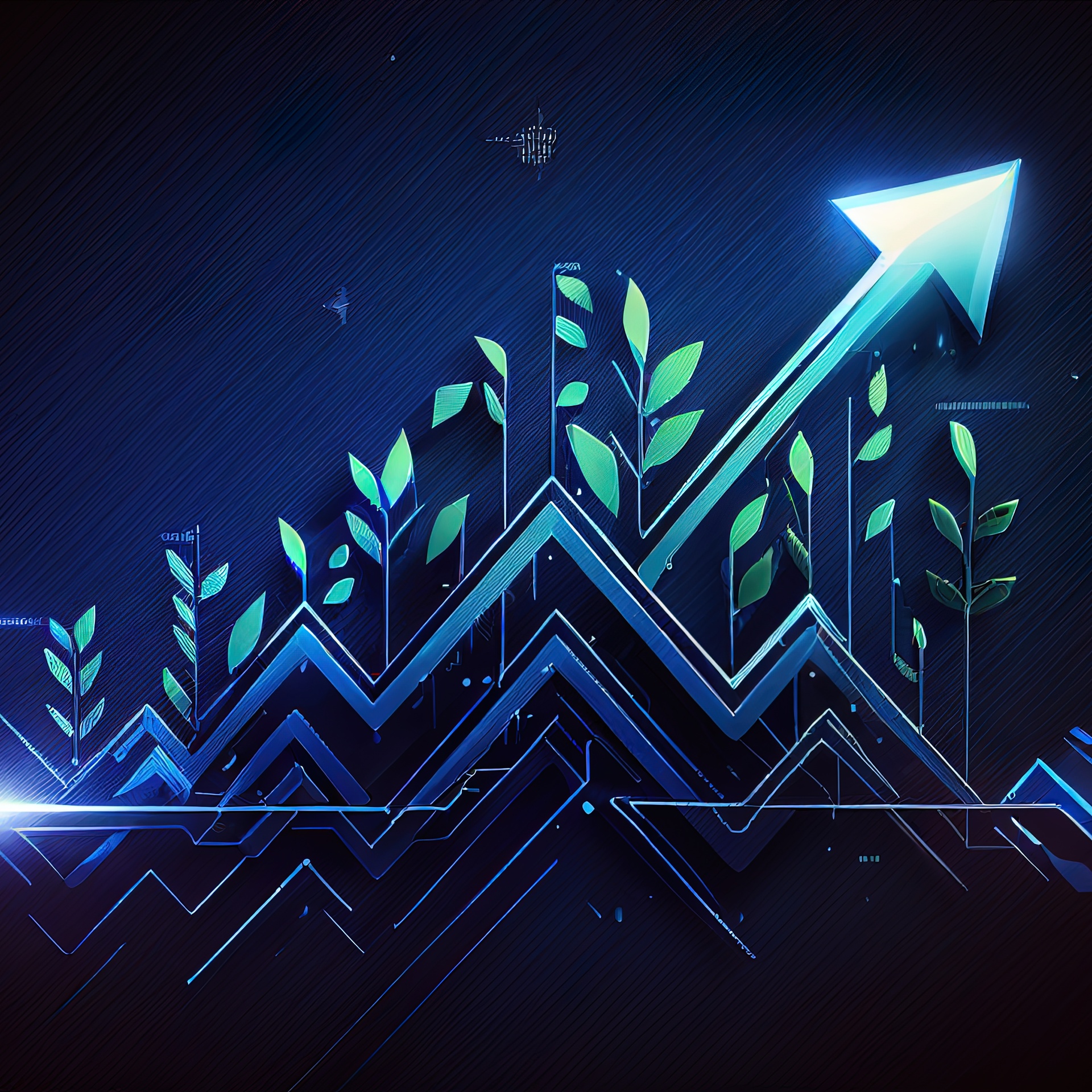 Business arrow up growth line illustration. AI generative.