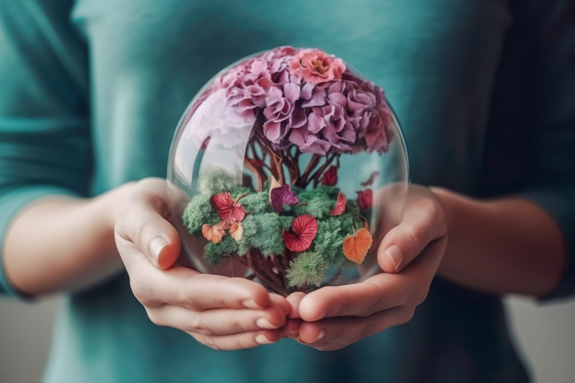 Paper art style , Hands holding world of paper cut , April 22 World environment and earth day , Save the Earth concept , Generate Ai